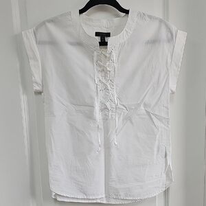 J Crew White Lace-Up Blouse